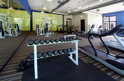 Apartments set in a nature preserve with huge fitness center at Claremont Apartments in Minnetonka, Minnesota