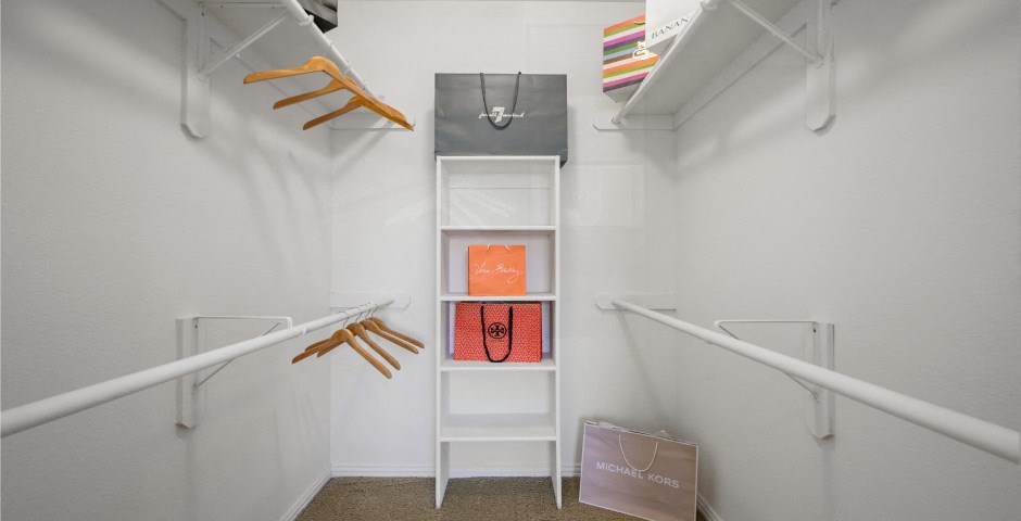 Huge walk-in closet at The Lanesborough Apartments in Houston.