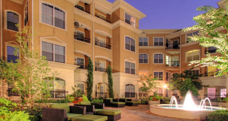 Luxury apartments near the Galleria with meditation cove and fountains at Tuscany Court Apartments in Houston.