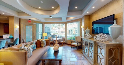 Clubhouse with free wi-fi at Tuscany Court Apartments in Houston.