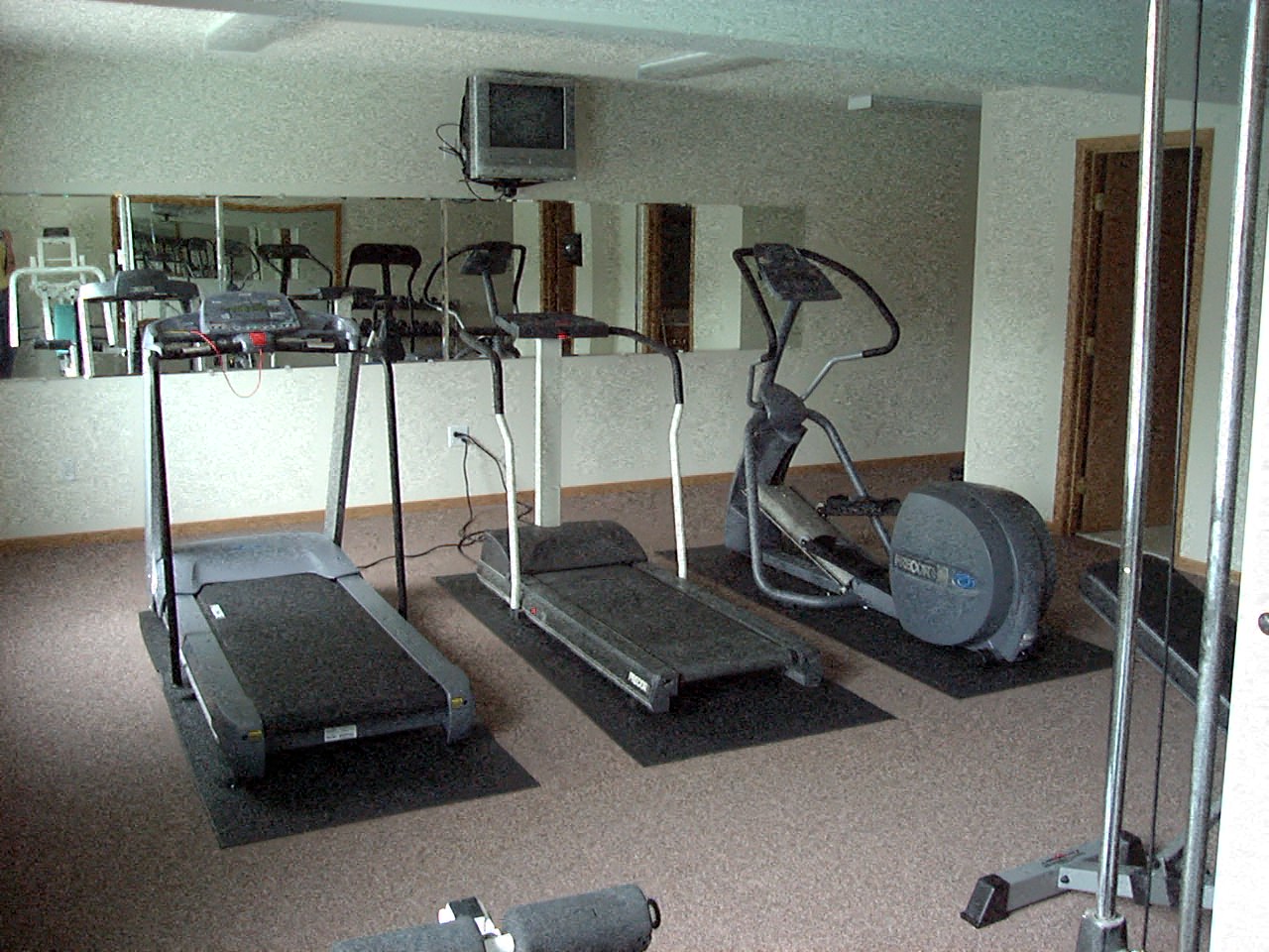 Fitness center with treadmill and elliptical