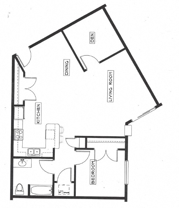 1 Bedroom 1 Bathroom + Den