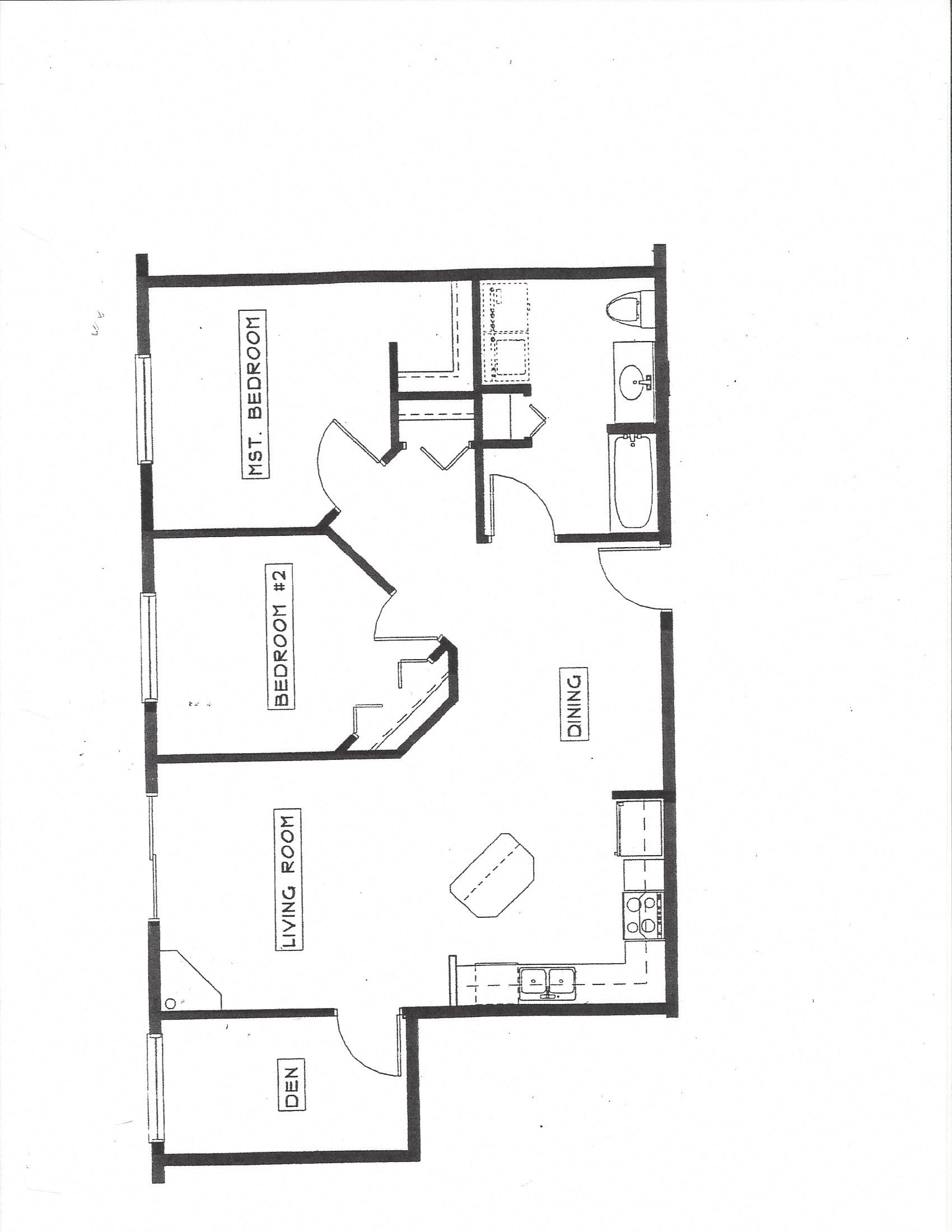 2 Bedroom 1 Bathroom + Den