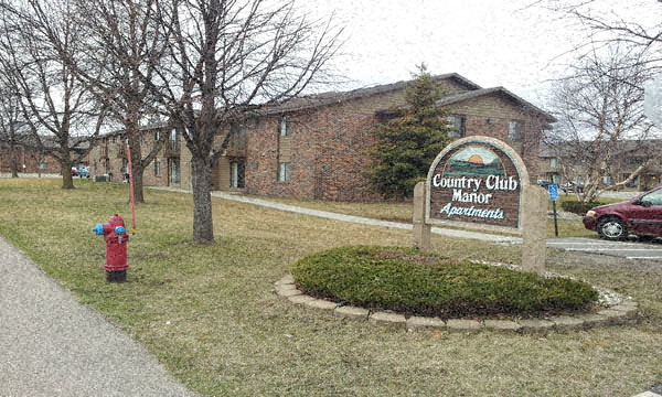 Sign and outside of building