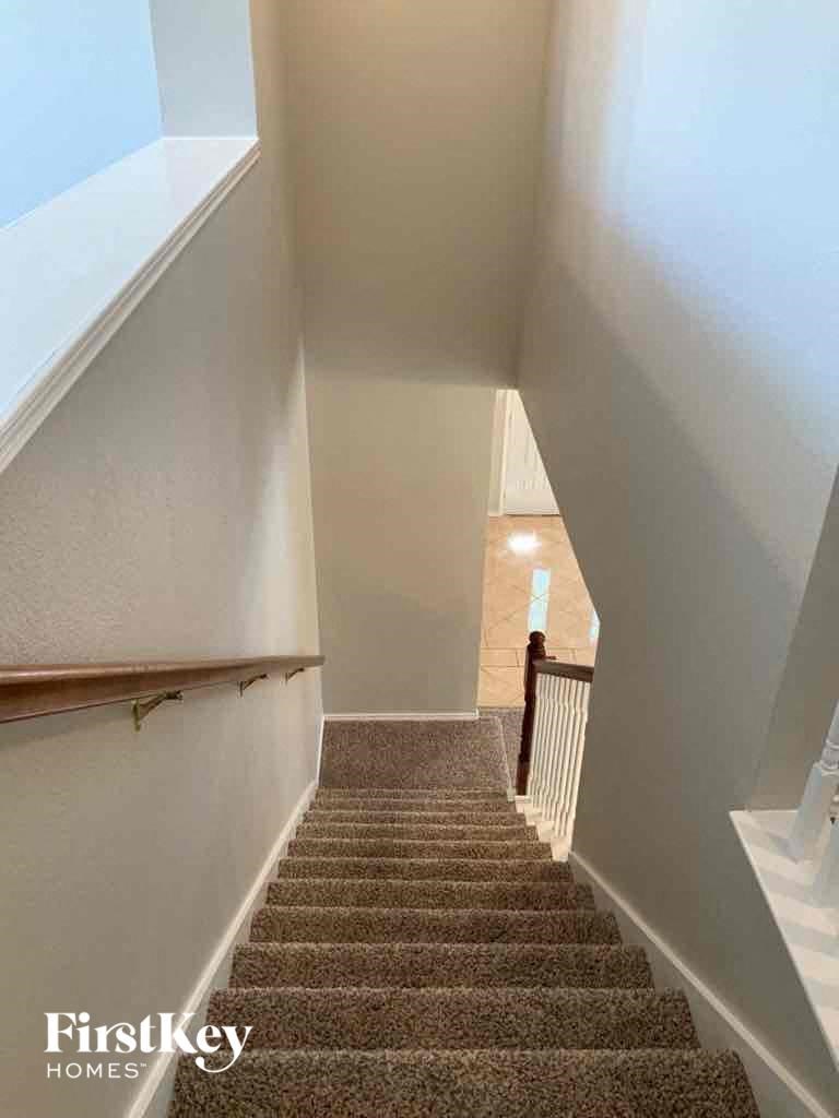 the stairway up to the second floor of the house