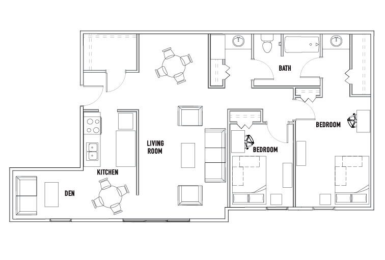 2 Bedroom 1 Bathroom + Den