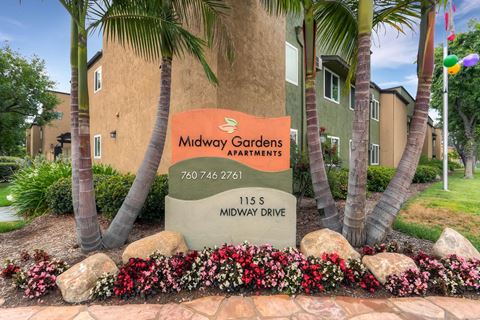 Midway Gardens Apartments Monument Sign in Escondido, California