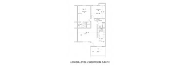 Our two bedroom, two bathroom apartment lower level floor plan at Midway Gardens Apartments in Escondido, California