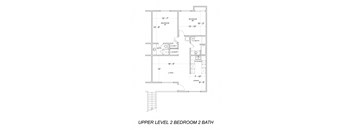 Our two bedroom, two bathroom apartment upper level floor plan at Midway Gardens Apartments in Escondido, California