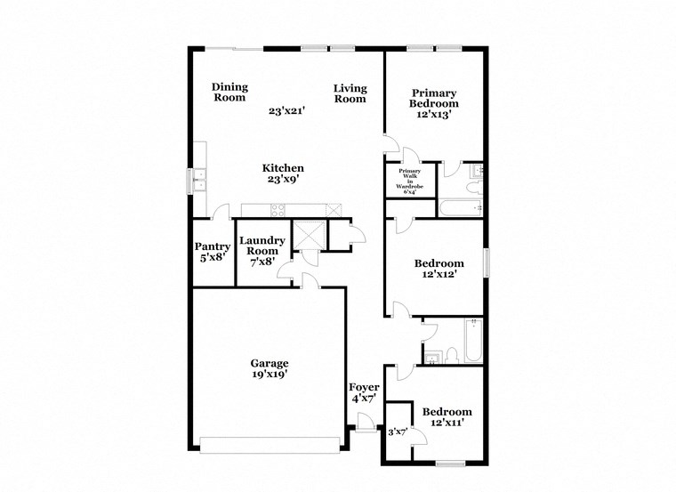 a floor plan of a house with a combination of bedrooms and a living room