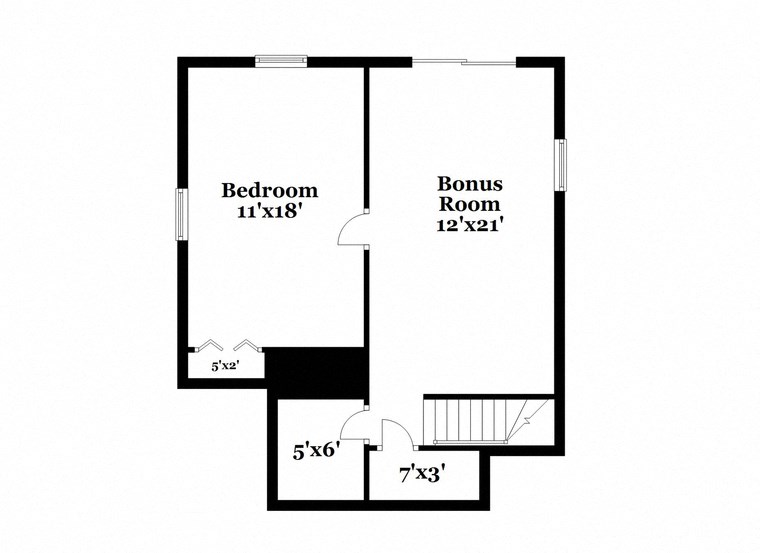 a floor plan of a house with a bedroom and a bonus room