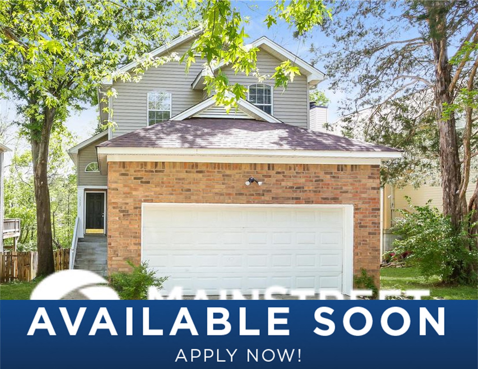 a house with a garage door and the words available soon