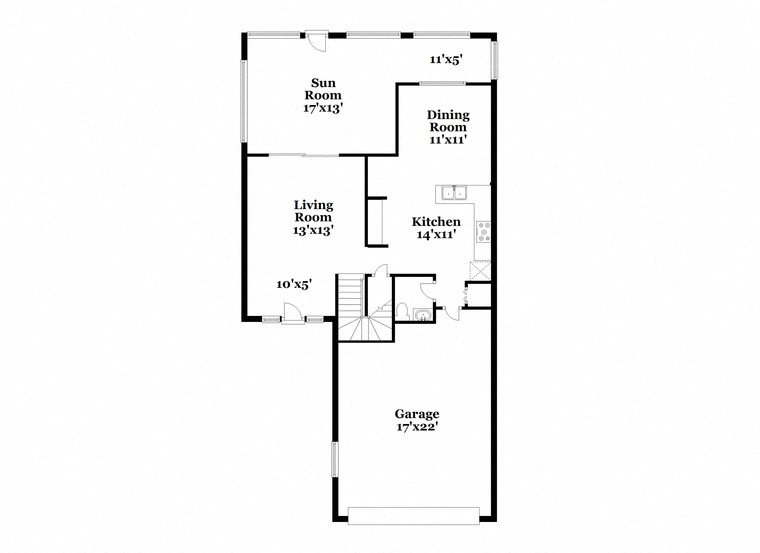 a floor plan of a house with a bedroom and a living room