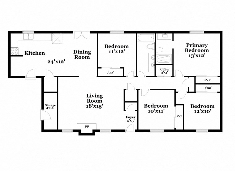 a floor plan of a house with bedrooms and a living room