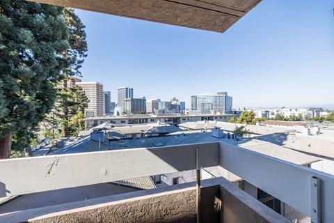 A view of a cityscape from a high vantage point.