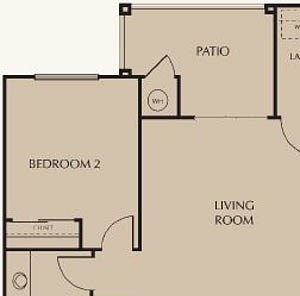 2 Bed 2 Bath Floor Plan 2 Bed 2 Bath 1,103 sq.ft. Floor Plan at The Villas at Towngate, Moreno Valley, 92553
