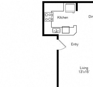 One Bedroom One Bathroom Floor Plan One Bedroom One Bathroom Floor Plan at Promenade Terrace, Corona, California