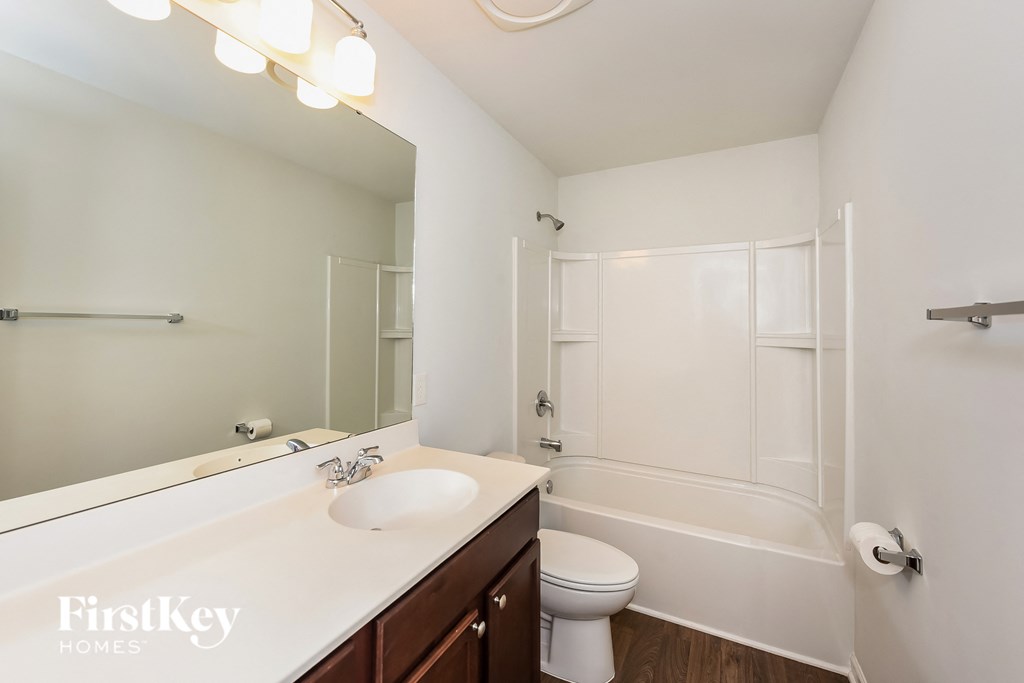 a bathroom with a sink and a toilet and a shower