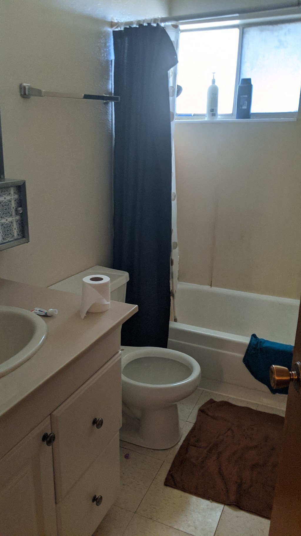 a bathroom with a toilet and a sink and a shower