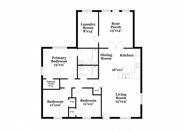 a floor plan of a house with two bedrooms and a living room