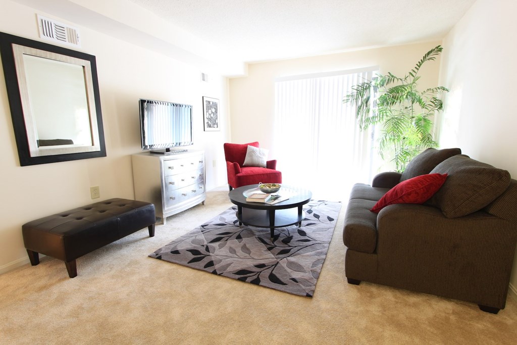 a living room with a couch and a tv