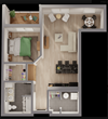 Type C (1 bed, 1 bath)