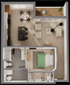 Type D (1 bed, 1 bath)