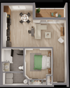 Type F (1 bed, 1 bath)