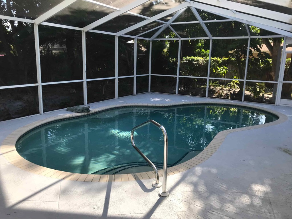 the pool in the back of the house