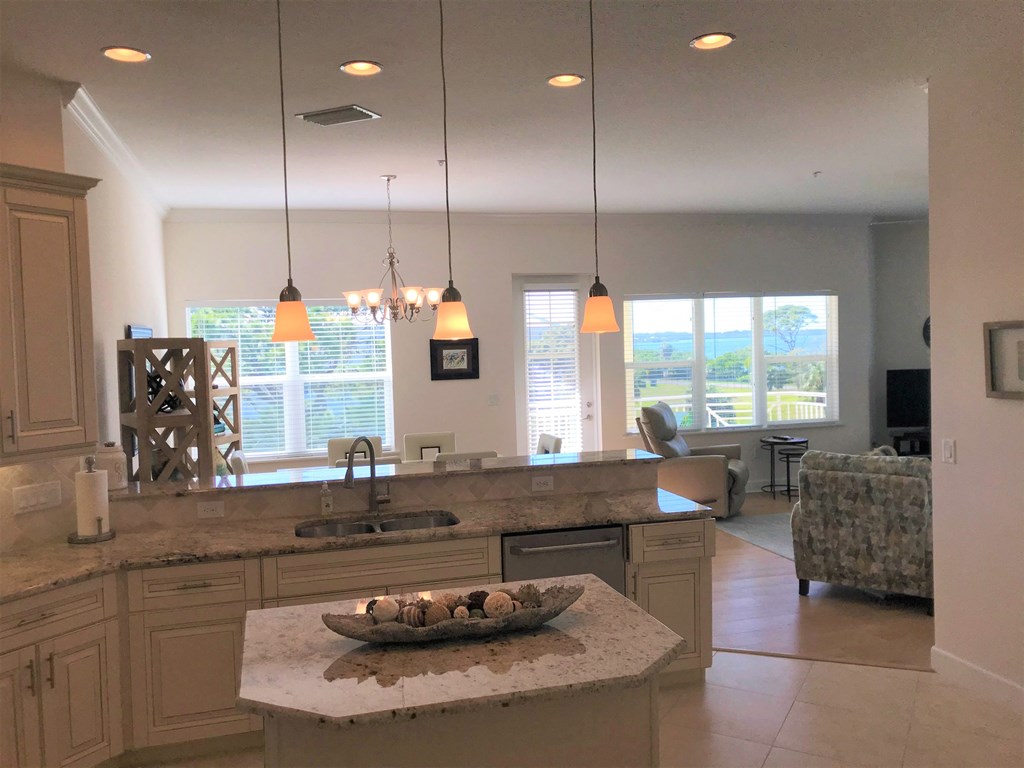a view of the kitchen from the living room
