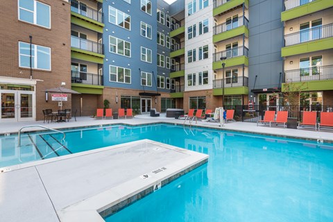 our apartments have a large swimming pool in front of our building