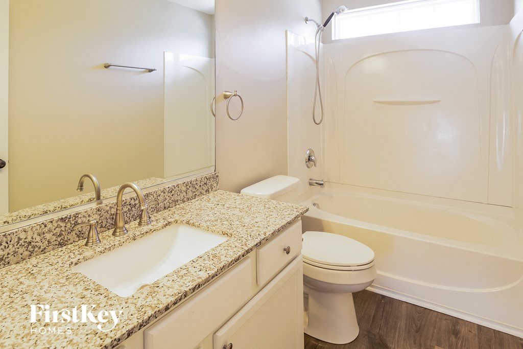 a bathroom with a sink and a toilet and a shower