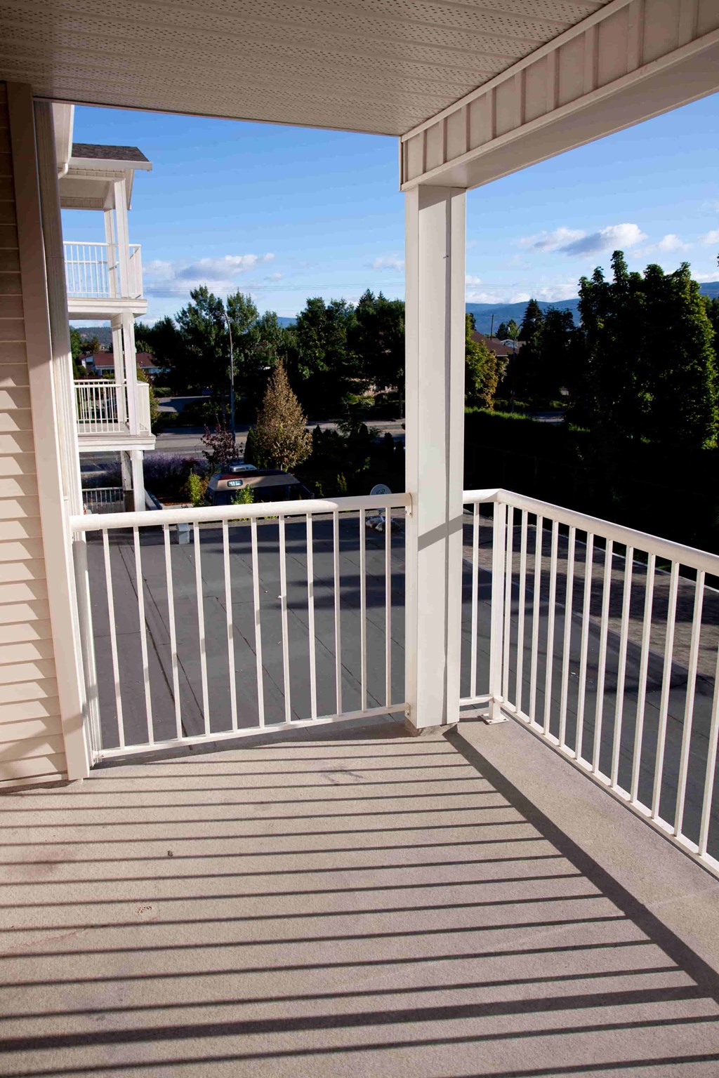a view of the deck from the porch