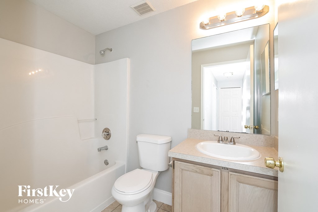a bathroom with a sink and a toilet and a mirror