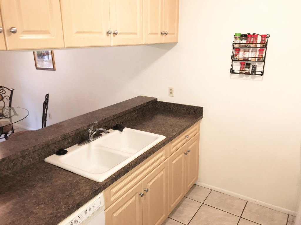 a kitchen with a sink and a counter top