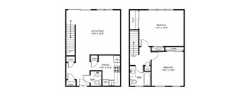 Taymil Holly House 2 Bedroom 2 Bathroom Townhouse Floor Plan