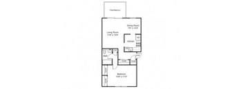 Taymil Woodruff Court 1 Bedroom 1 Bathroom Floor Plan