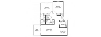 Taymil Woodruff Court 2 Bedroom 2 Bathroom Floor Plan