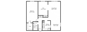 Taymil East Shore Apartment Homes 1 Bedroom 1 Bathroom Floor Plan
