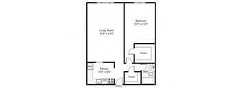 Taymil East Shore Apartment Homes 1 Bedroom 1 Bathroom Floor Plan