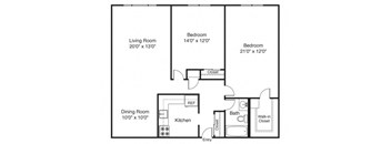 Taymil Landings on the Trail 2 Bedroom 1 Bathroom Floorplan