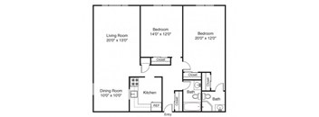 Taymil Landings on the Trail 2 Bedroom 1 Bathroom Floorplan