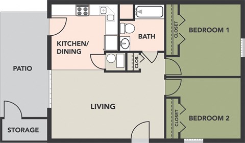 2-Bedroom, 1-Bath