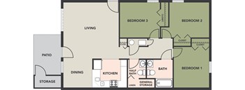 3-Bedroom, 1.5-Bath
