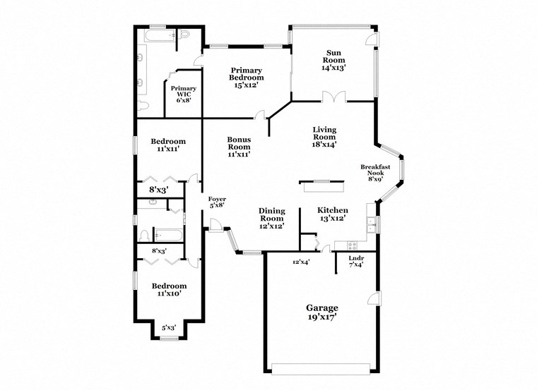 a floor plan of a house with two floors and a garage