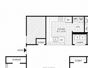 1 Bed 2 Bath