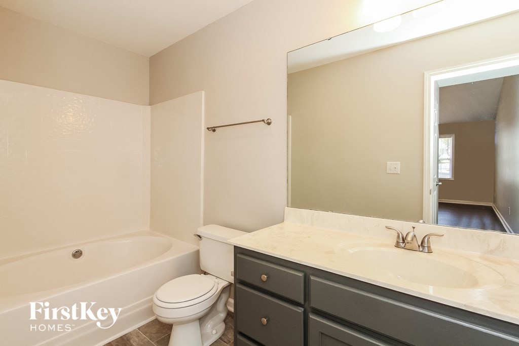 a bathroom with a sink and a toilet and a bath tub