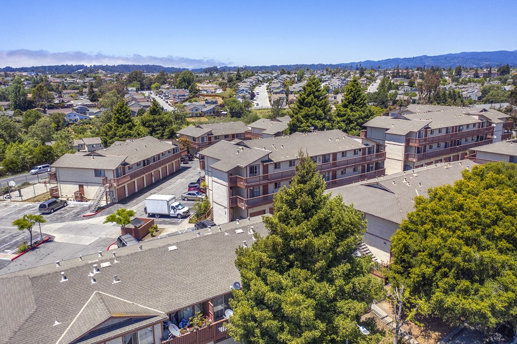 a view of the city from the roof of a building