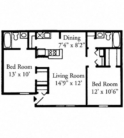 Two Bedroom, Two Bath Downstairs