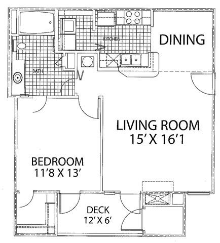 1 Bedroom 1 Bath Floor Plan 1